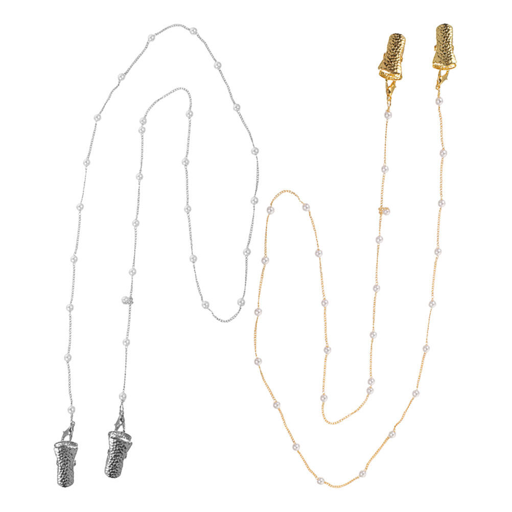 Mask Chain Holder - 진주 장식 안경줄 2개 세트, 우아한