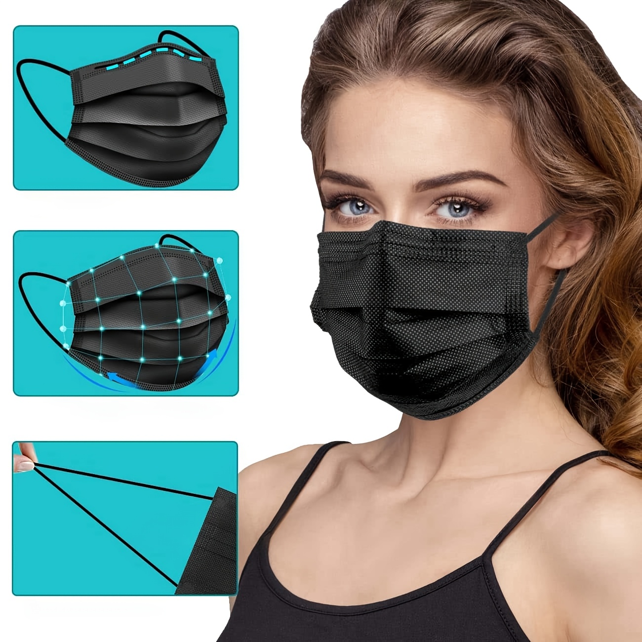200개 두꺼운 검정색 일회용 보호 마스크 - 3중 구 - Cloth Face Mask Washable 리뷰 및 가격